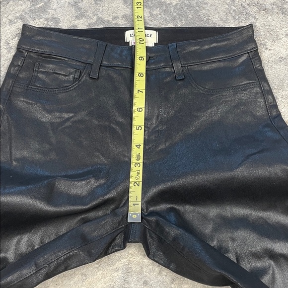 New L’Agence Ginny High Rise Straight Jeans Black Noir Coated Sz 25 - Picture 10 of 11